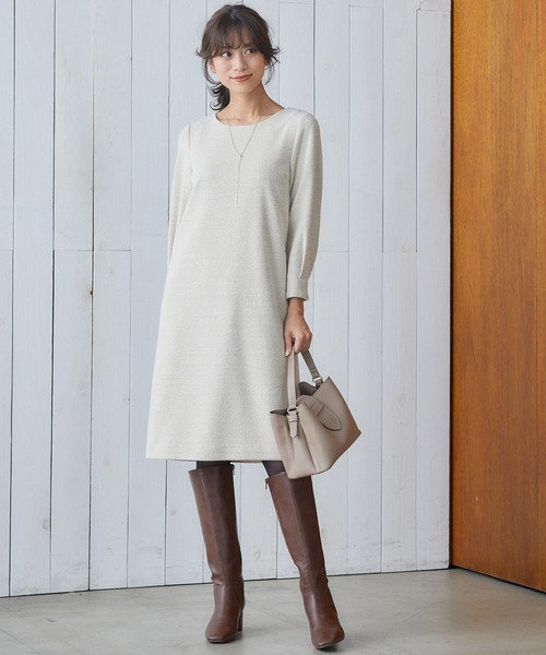 「12Twelve Agenda」 7分袖ワンピース M ネイビー レディース_画像4