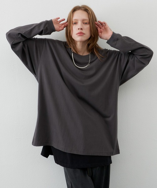 AIVER アイバー 長袖Tシャツ ロンT ブラック L AIVER tシャツ AIVER 16/-ウォッシュ天竺ロンT メンズ