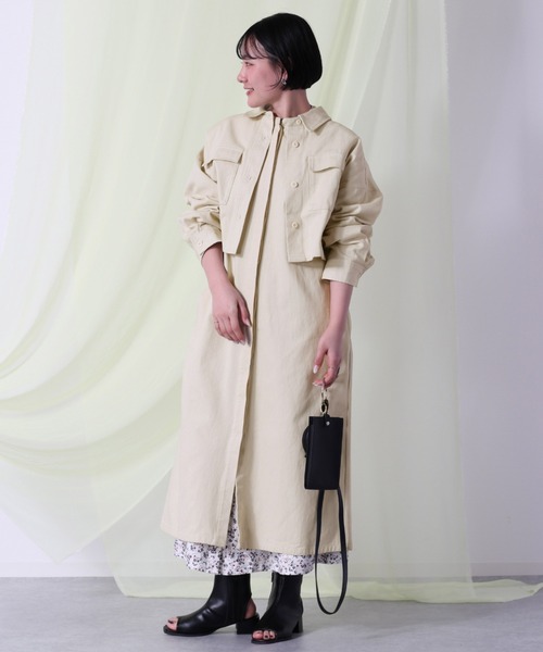 アウター 【SET ITEM】ショートブルゾン+ロングジレ 3WAYマルチコート