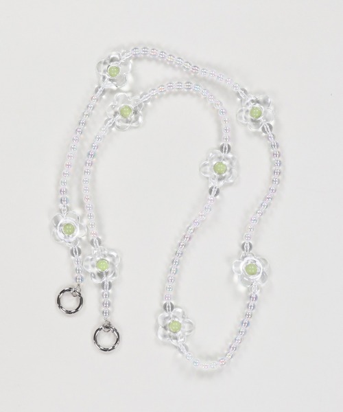 ペイントビーズストラップ7点セット クリアービーズ2連ストラップ / clear beaded double strap