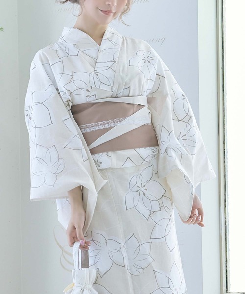 浴衣　帯飾り付き Tika 浴衣 アクセサリー 帯飾り パール付きレース飾り帯紐