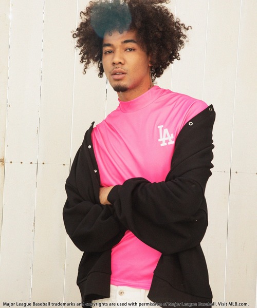 tシャツ 「MLB/Los Angeles Dodgers」モックネック長袖Tシャツ レディース メンズ BACK TO THE FIELD tシャツ 「MLB/Los Angeles Dodgers」モック