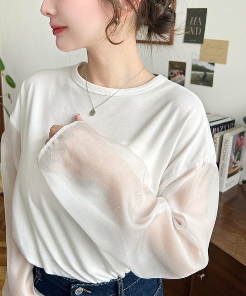 moment+ tシャツ シアースリーブロングTシャツ レディース