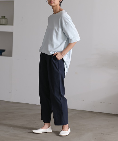 スラックス パンツ フロントタックテーパードパンツ レディース