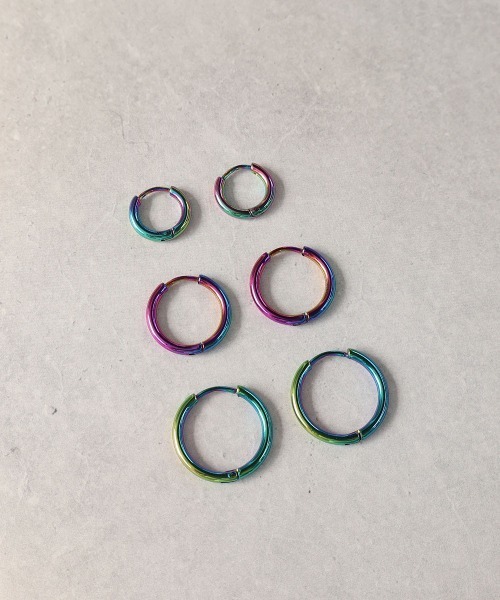 マーブル ロイヤルブルー ハートとメタルフープのピアス⭐サージカルステンレス⭐ 4INT. ピアス シンプル フープピアス / サージカルステンレス