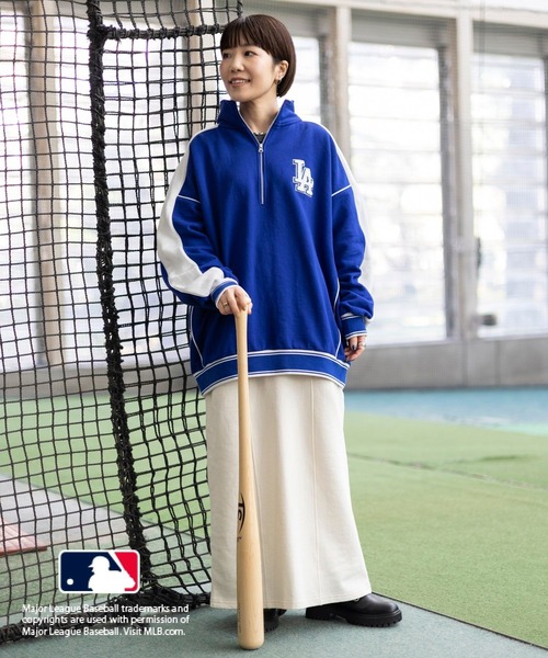 LEPSIM tシャツ MLB ハーフジップ配色プルオーバー 100690