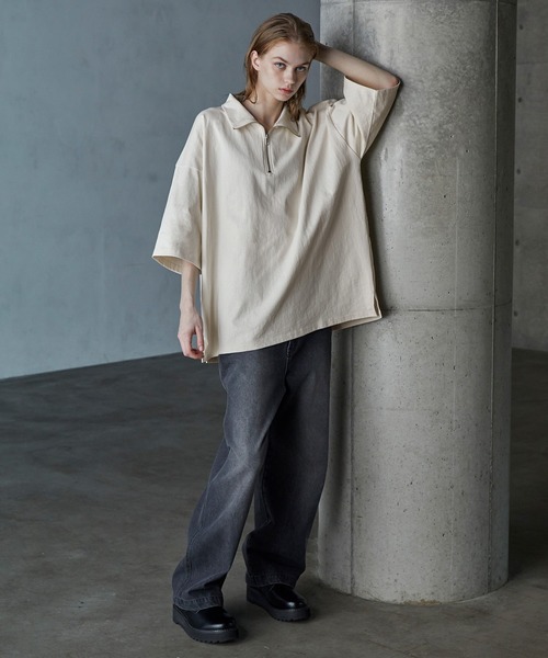 tシャツ Tシャツ メンズ 「SERACE」Oversize short sleeve half zip T-Shirt / オーバーサイズ半袖ハーフ｜zozo｜23