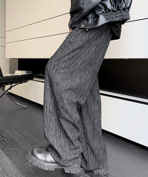 パンツ 「FVLMEN」pleats print relax wide Pants/プリーツ