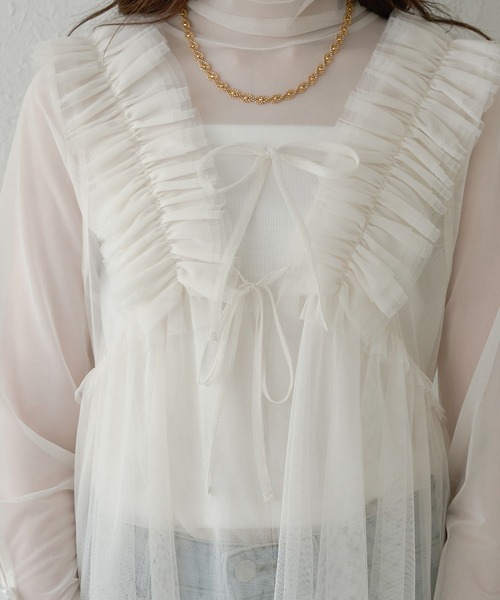 Ambre Neige 2way tulle frill tops / 2wayチュールフリル