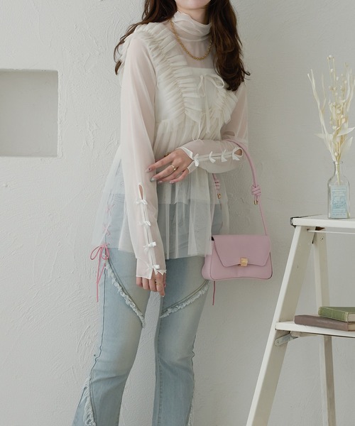 Ambre Neige 2way tulle frill tops / 2wayチュールフリル