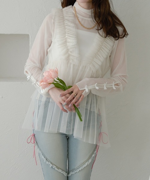 Ambre Neige 2way tulle frill tops / 2wayチュールフリル