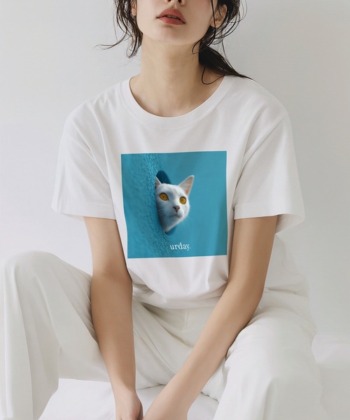 tシャツ urday / White Cat / フォトTシャツ レディース メンズ