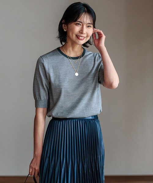 23区 - 新品23区★【洗える/アンサンブル対応】サステナブルウール半袖ニット 23区｜【洗える/アンサンブル対応】サステナブルウール 半袖