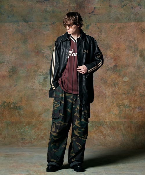glamb コート ジャケット Synth Leather Line Coat / シンセ