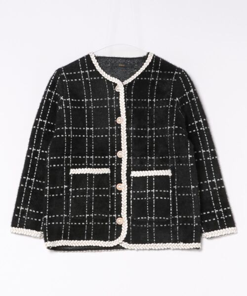 定価3.2万円　チェック柄 ノーカラージャケット セール】チェック柄ノーカジャケット（ノーカラージャケット