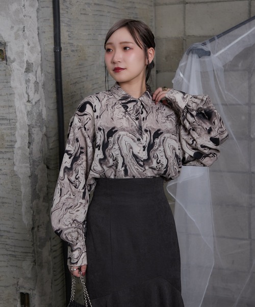 Mavie..7 柄シャツ Mavie..7 シャツ ブラウス 「Mavie..7」「新色登場」柄シャツ