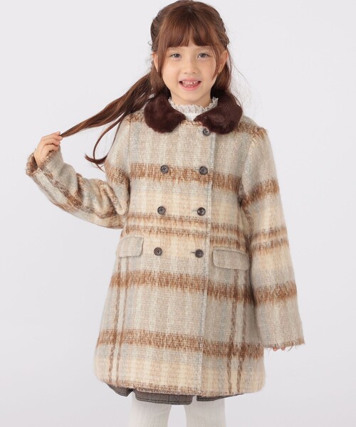shipsチェックシャギーコート SHIPS コート アウター KIDS:100〜130cm / シャギー チェック