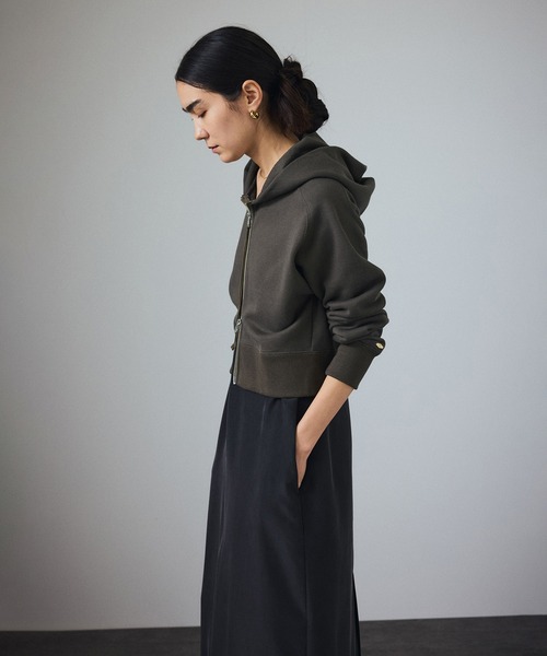 SALON adam et rope'フーディーパーカー SALON adam et rope' パーカー アズマ裏毛クロップドフーデット