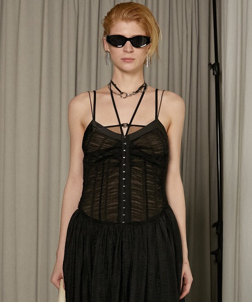 シャーリングチュールワンピース / Shirring Tulle Dress