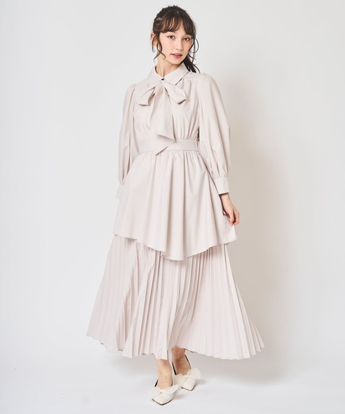 31 Sons de mode ワンピース ボウタイ裾プリーツワンピース