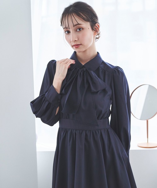 31 Sons de mode ワンピース ボウタイ裾プリーツワンピース