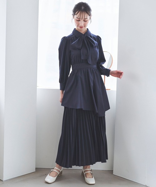 31 Sons de mode ワンピース ボウタイ裾プリーツワンピース