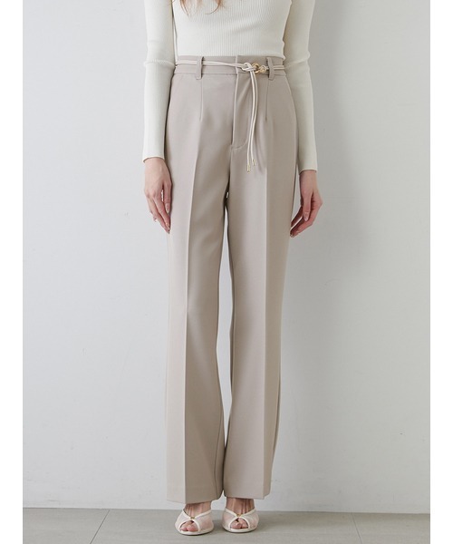 SNIDEL パンツ ベルト付きセミフレアパンツ レディース