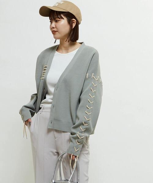 ニット セーター BLANKET STITCH KNIT SHORT CARDIGAN レディース CONVERSE TOKYO ニット セーター BLANKET STITCH KNIT SHORT