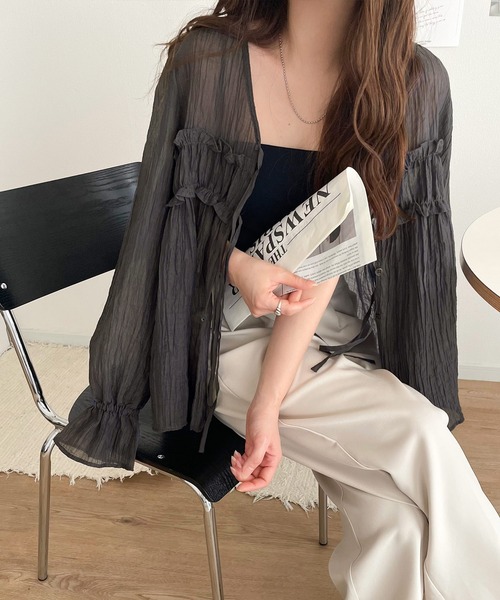 mily bilet ブラウス シャツ 「mily bilet」きゅんとする透け感