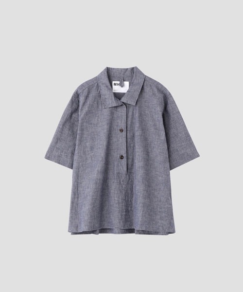 MHL. レディース　シャツ　半袖　II　コットン　麻 MHL. 「MHL.」 半袖シャツ 2 インディゴブルー レディース