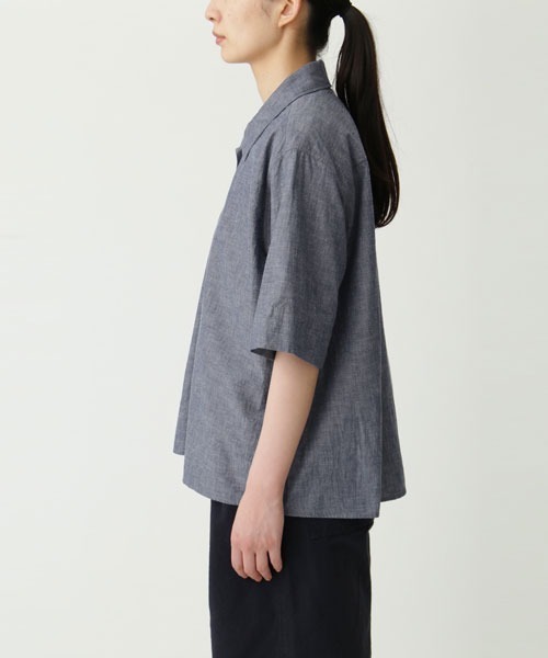 MHL. レディース　シャツ　半袖　II　コットン　麻 MHL. tシャツ COTTON LINEN STRIPE JERSEY レディース