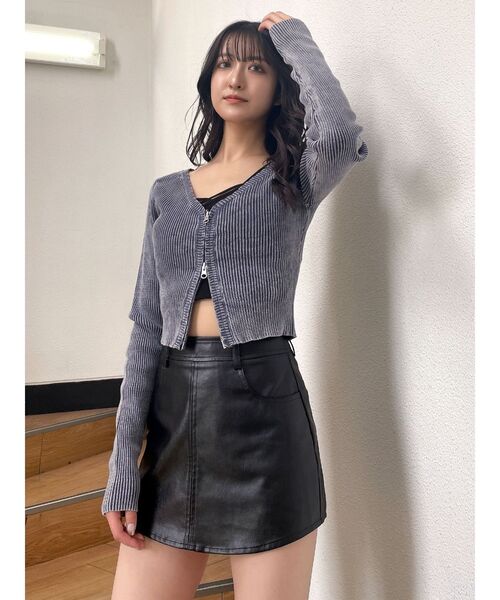 GYDA スカート フェイクレザースカートライクショートパンツ