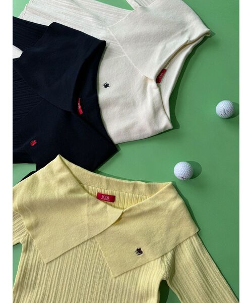 ラグナムーン　POLO BCS アシンメトリーリブニット LagunaMoon - 【POLO BCSコラボ】アシメカラーネックリブニット
