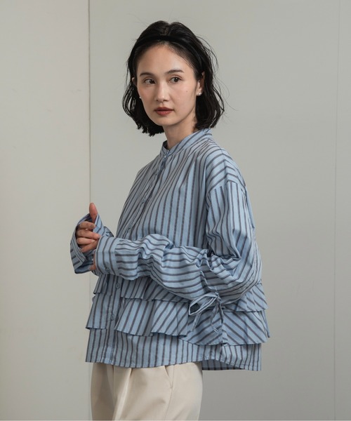 シャーリングストライプシャツ Shirring Stripe Shirt セール】シャーリングストライプシャツ / Shirring Stripe Shirt