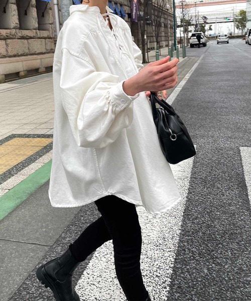 「CANAL JEAN」 「red chop works」長袖シャツ 38 ホワイト レディース CANAL JEAN 「CANAL JEAN」 「red chop works」長袖シャツ 38