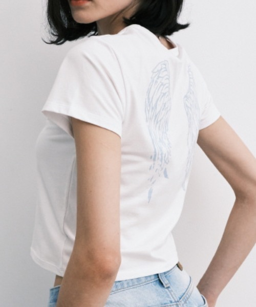tシャツ A'GEM/9 × .kom 「MIDNIGHT MOVE/ミッドナイトムーブ」 ANGEL T-SHIRT/エンジェル半袖Tシャツ レディ