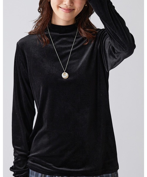 BELLUNA PLUS（ベルーナプラス） tシャツ シアーベロア袖シャーリング
