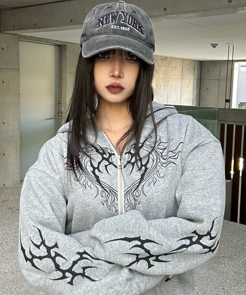 KsG パーカー ヴィンテージフレイムクロップドパーカー レディース