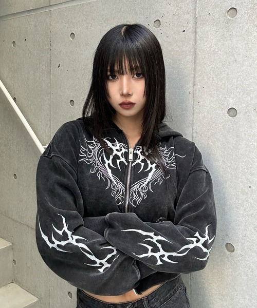 KsG パーカー ヴィンテージフレイムクロップドパーカー レディース