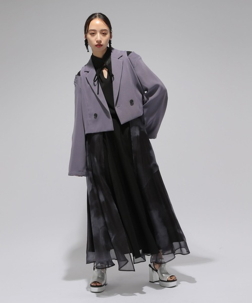 HARE ハレ トロミメタルボタンショートジャケット パープル 紫 楽天市場】【SALE／45%OFF】トロミメタルボタンショートジャケット