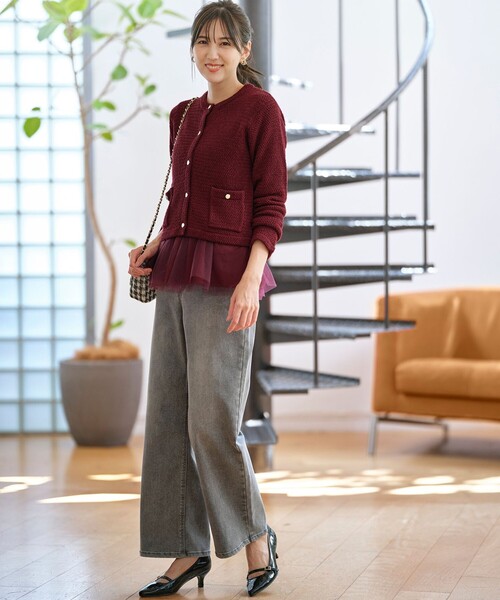 「ANY SIS」 ニットカーディガン 2 ベージュ レディース_画像4