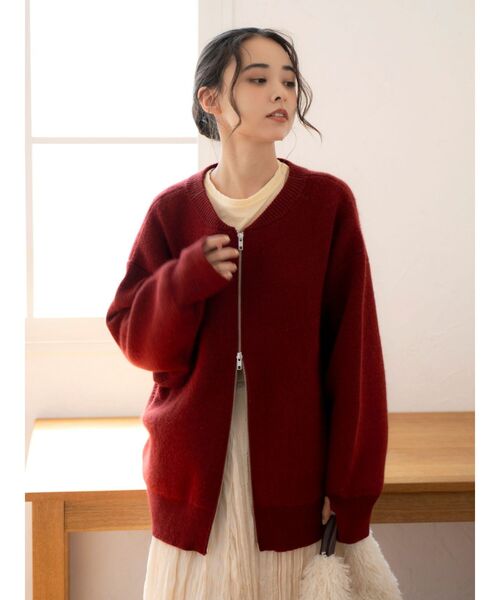 Ungrid（アングリッド） カーディガン アンゴラ混ジップニットカーデ