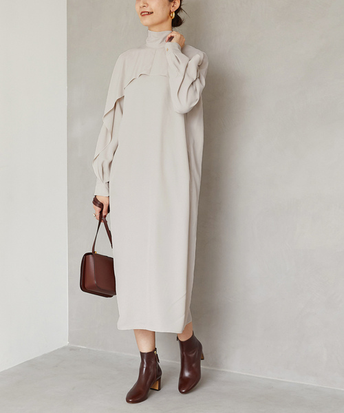 「VERMEIL par iena」 長袖ワンピース 38 ネイビー レディース_画像5