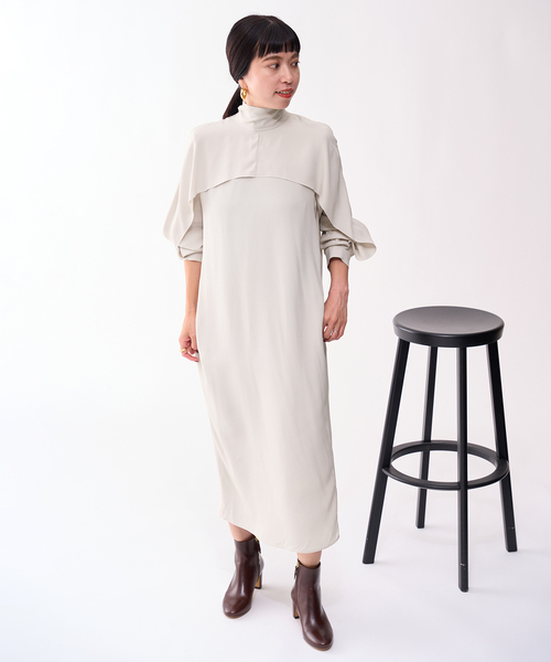 「VERMEIL par iena」 長袖ワンピース 38 ネイビー レディース_画像8