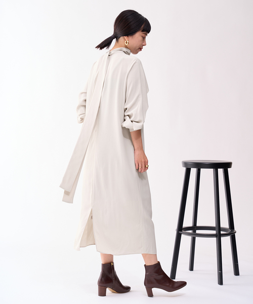 「VERMEIL par iena」 長袖ワンピース 38 ネイビー レディース_画像9