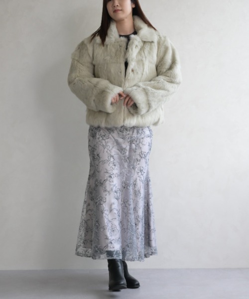 トゥービーシック☆リアルファー　カシミヤ　ウールコート　ラビットファー　40 トゥービーシック☆リアルファーカシミヤウールコートラビットファー40