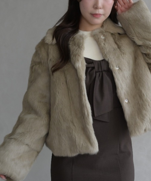 【美品】Burberry カシミアブレンド　天然ラビットファー　パデッドコート BURBERRY（バーバリー） BURBERRY ESTABLISHED ラビットファー コート