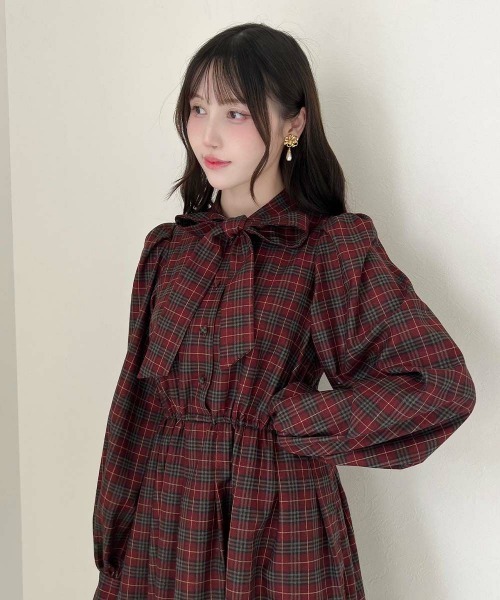 「F i.n.t」 長袖ワンピース FREE レッド レディース_画像3