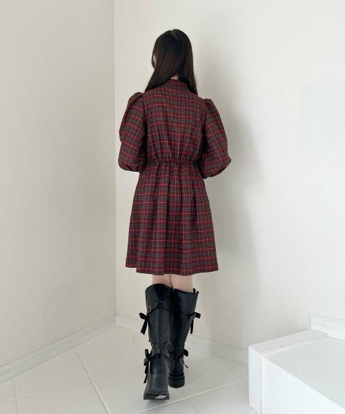 「F i.n.t」 長袖ワンピース FREE レッド レディース_画像8