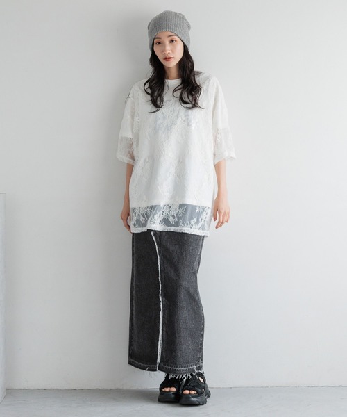 「LOWRYS FARM」 デニムスカート MEDIUM ブルー レディース_画像2